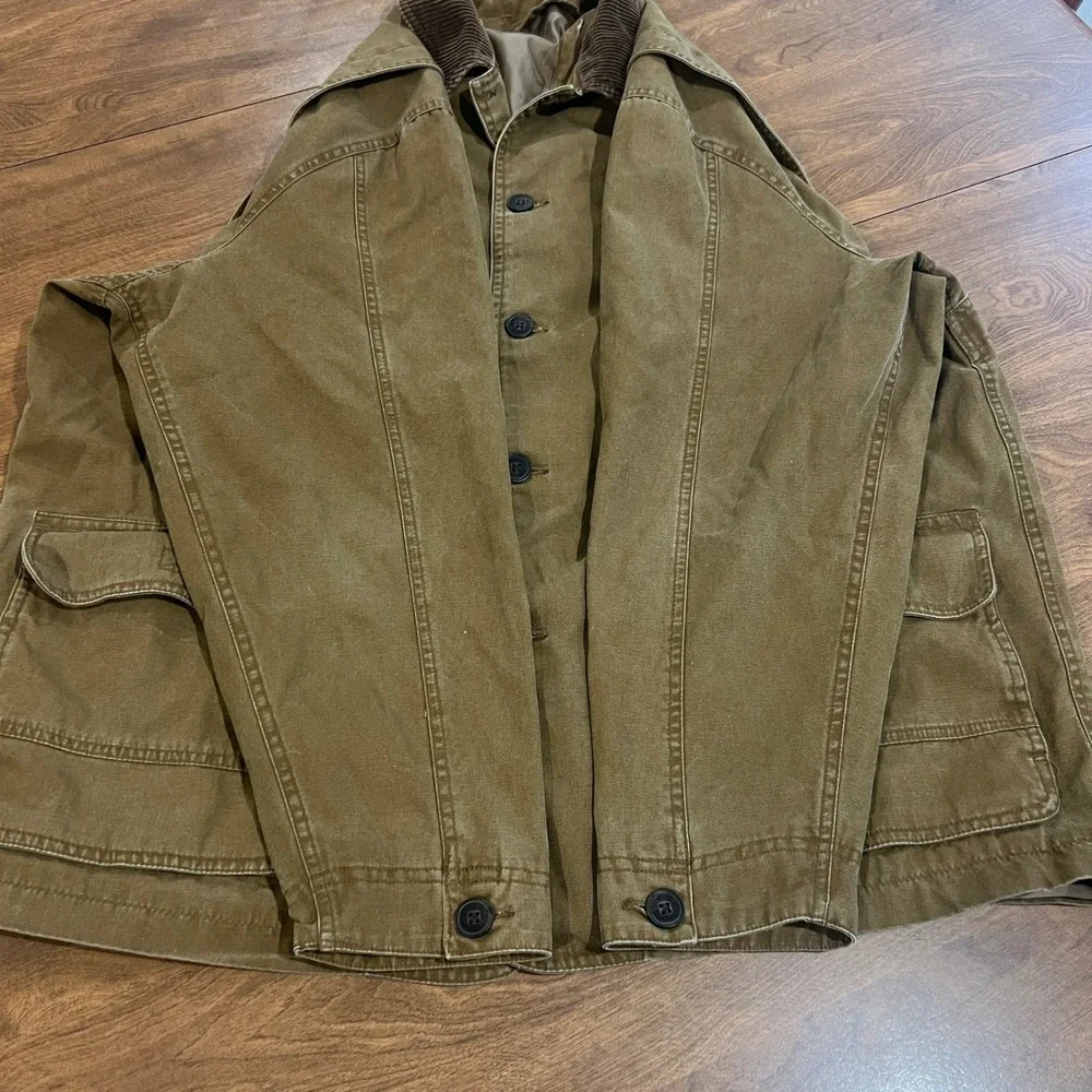Levi Strauss Mens Canvas Chore Coat Tan Brown Corduroy Collar Field Jacket XL